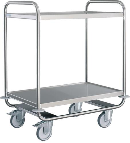 Hupfer Chariot à plateaux en acier inoxydable avec tapis antibruit