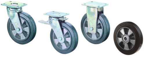 BS-ROLLEN Roue en caoutchouc plein élastique pour fortes charges force max. 450 kg