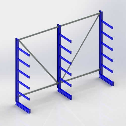 META Rayonnage cantilever universel Atlas ST, unilatéral - conçu pour un montage mural, hauteur 2000 mm, 6 niveaux