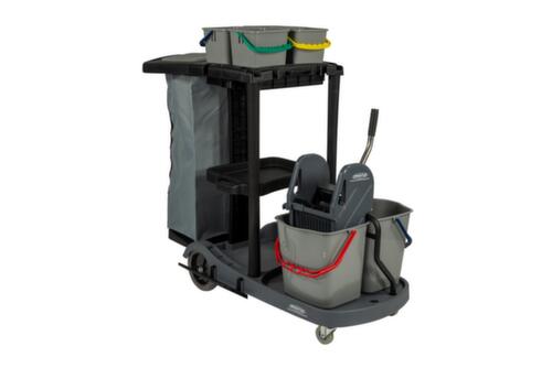 Chariot de nettoyage avec sac de 120 litres et presse à balais, 4x4 l/2x17 l seau en rouge/bleu/vert/jaune