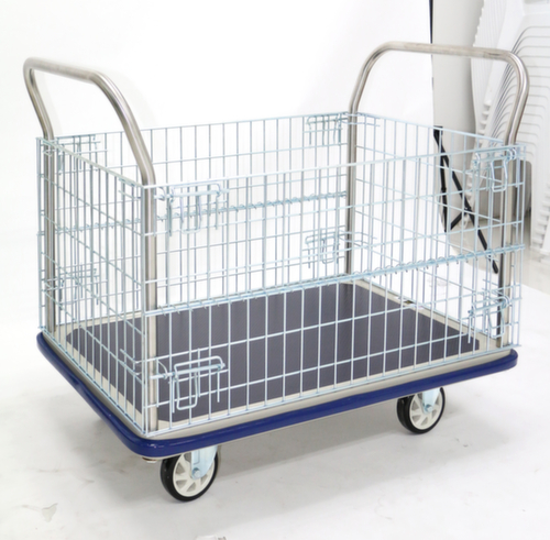 UDOBÄR chariot quatre ridelles grillagé avec plateau antidérapant, force 500 kg