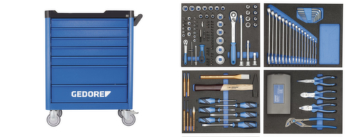 GEDORE WSL-L-TS-147 Chariot à outils workster smartline avec assortiment de 147 outils