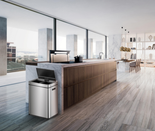 Poubelle à pédale EKO avec revêtement résistant aux traces de doigts, 2 x 30 l