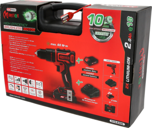 KS Tools eMONSTER Brushless cordless impact drill and screwdriver set