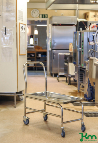 Kongamek Chariot avec barre de poussée en acier inoxydable, force 100 kg, plateau longueur x largeur 735 x 390 mm