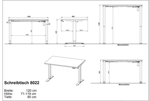 Bureau à hauteur réglable électriquement GW-PROFI 3.0