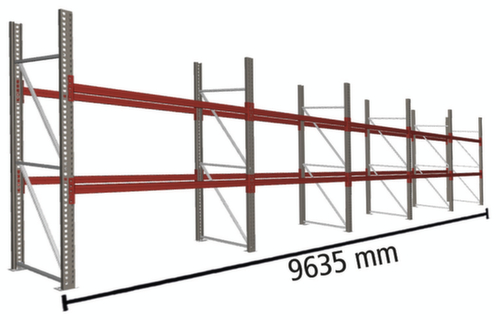 META Rayonnage à palettes MULTIPAL pour 30 palettes, largeur 9635 mm, 3 niveaux de stockage