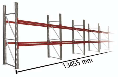 META Rayonnage à palettes MULTIPAL pour 42 palettes, largeur 13455 mm, 2 niveaux de stockage