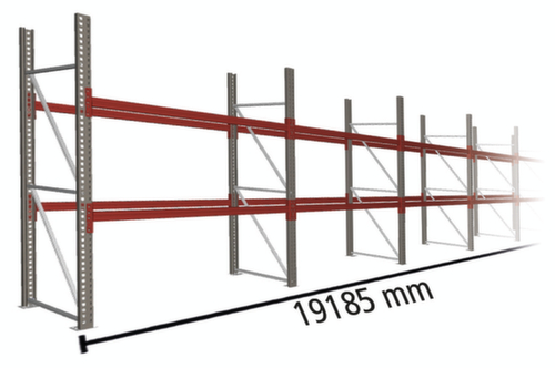 META Rayonnage à palettes MULTIPAL pour 60 palettes, largeur 19185 mm, 3 niveaux de stockage