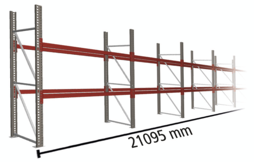 META Rayonnage à palettes MULTIPAL pour 66 palettes, largeur 21095 mm, 3 niveaux de stockage