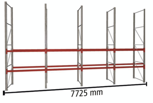 META Rayonnage à palettes MULTIPAL pour 24 palettes, largeur 7725 mm, 3 niveaux de stockage