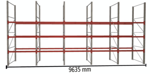 META Rayonnage à palettes MULTIPAL pour 40 palettes, largeur 9635 mm, 4 niveaux de stockage