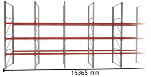 META Rayonnage à palettes MULTIPAL pour 64 palettes, largeur 15365 mm, 4 niveaux de stockage