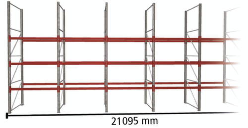META Rayonnage à palettes MULTIPAL pour 88 palettes, largeur 21095 mm, 4 niveaux de stockage