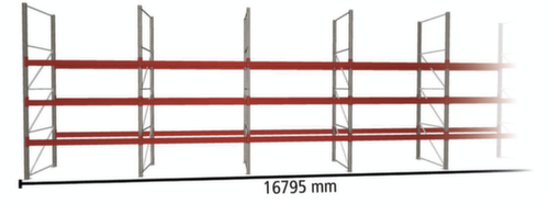 META Rayonnage à palettes MULTIPAL pour 72 palettes, largeur 16795 mm, 4 niveaux de stockage