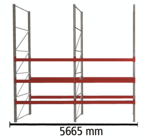 META Rayonnage à palettes MULTIPAL pour 24 palettes, largeur 5665 mm, 4 niveaux de stockage