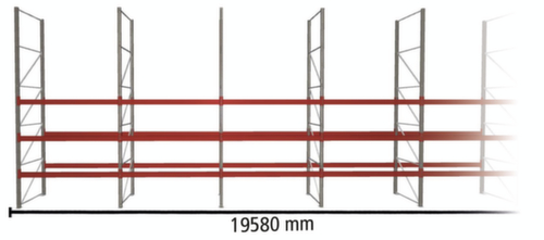 META Rayonnage à palettes MULTIPAL pour 84 palettes, largeur 19580 mm, 4 niveaux de stockage