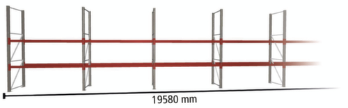 META Rayonnage à palettes MULTIPAL pour 42 palettes, largeur 19580 mm, 3 niveaux de stockage