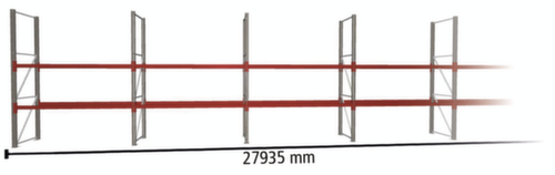 META Rayonnage à palettes MULTIPAL pour 60 palettes, largeur 27935 mm, 3 niveaux de stockage