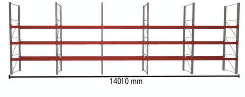 META Rayonnage à palettes MULTIPAL pour 40 palettes, largeur 14010 mm, 4 niveaux de stockage
