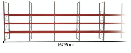 META Rayonnage à palettes MULTIPAL pour 48 palettes, largeur 16795 mm, 4 niveaux de stockage