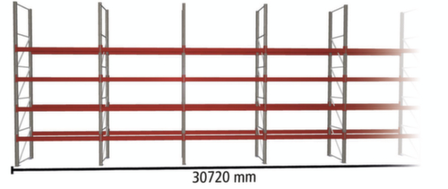 META Rayonnage à palettes MULTIPAL pour 110 palettes, largeur 30720 mm, 5 niveaux de stockage