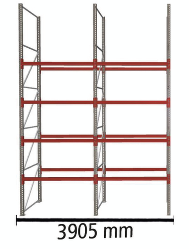 META Rayonnage à palettes MULTIPAL pour 20 palettes, largeur 3905 mm, 5 niveaux de stockage