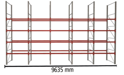 META Rayonnage à palettes MULTIPAL pour 50 palettes, largeur 9635 mm, 5 niveaux de stockage