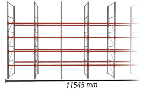 META Rayonnage à palettes MULTIPAL pour 60 palettes, largeur 11545 mm, 5 niveaux de stockage