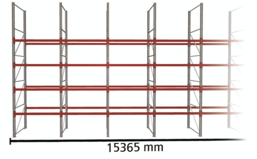 META Rayonnage à palettes MULTIPAL pour 80 palettes, largeur 15365 mm, 5 niveaux de stockage