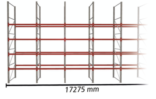 META Rayonnage à palettes MULTIPAL pour 90 palettes, largeur 17275 mm, 5 niveaux de stockage