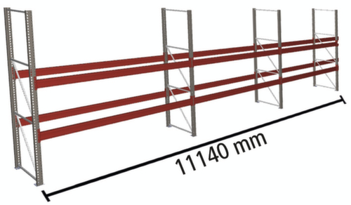 META Rayonnage à palettes MULTIPAL pour 36 palettes, largeur 11140 mm, 3 niveaux de stockage