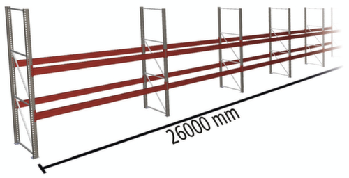 META Rayonnage à palettes MULTIPAL pour 84 palettes, largeur 26000 mm, 3 niveaux de stockage