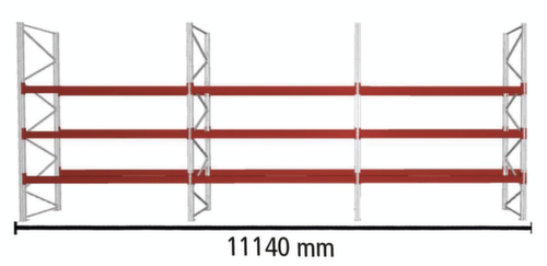 META Rayonnage à palettes MULTIPAL pour 48 palettes, largeur 11140 mm, 4 niveaux de stockage