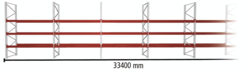 META Rayonnage à palettes MULTIPAL pour 144 palettes, largeur 33400 mm, 4 niveaux de stockage