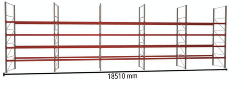 META Rayonnage à palettes MULTIPAL pour 100 palettes, largeur 18510 mm, 5 niveaux de stockage