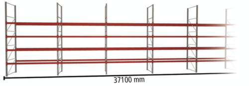 META Rayonnage à palettes MULTIPAL pour 200 palettes, largeur 37100 mm, 5 niveaux de stockage
