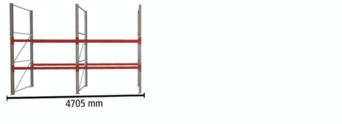 META Rayonnage à palettes MULTIPAL pour 8 palettes, largeur 4705 mm, 2 niveaux de stockage