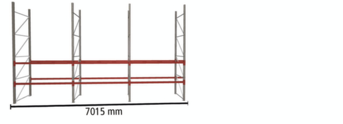 META Rayonnage à palettes MULTIPAL pour 18 palettes, largeur 7015 mm, 3 niveaux de stockage