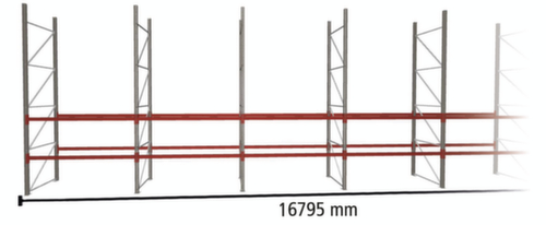 META Rayonnage à palettes MULTIPAL pour 36 palettes, largeur 16795 mm, 3 niveaux de stockage