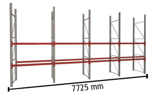 META Rayonnage à palettes MULTIPAL pour 36 palettes, largeur 7725 mm, 3 niveaux de stockage