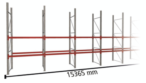 META Rayonnage à palettes MULTIPAL pour 72 palettes, largeur 15365 mm, 3 niveaux de stockage