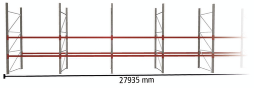 META Rayonnage à palettes MULTIPAL pour 90 palettes, largeur 27935 mm, 3 niveaux de stockage