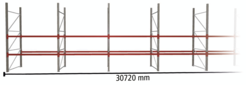 META Rayonnage à palettes MULTIPAL pour 99 palettes, largeur 30720 mm, 3 niveaux de stockage
