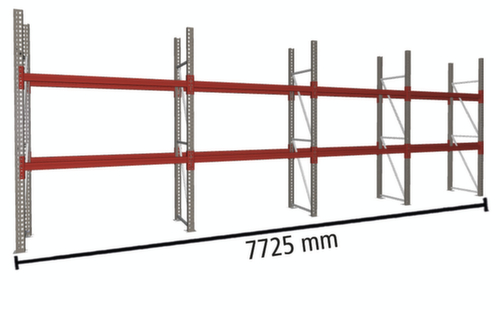 META Rayonnage à palettes MULTIPAL pour 12 palettes, largeur 7725 mm, 3 niveaux de stockage