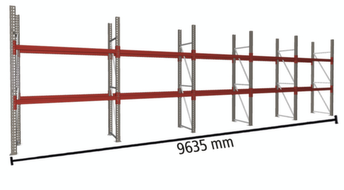 META Rayonnage à palettes MULTIPAL pour 15 palettes, largeur 9635 mm, 3 niveaux de stockage