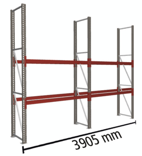 META Rayonnage à palettes MULTIPAL pour 6 palettes, largeur 3905 mm, 3 niveaux de stockage