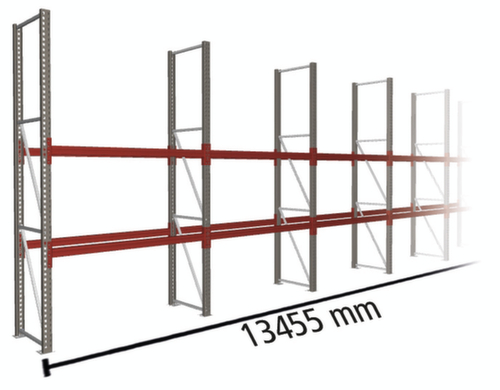 META Rayonnage à palettes MULTIPAL pour 21 palettes, largeur 13455 mm, 3 niveaux de stockage