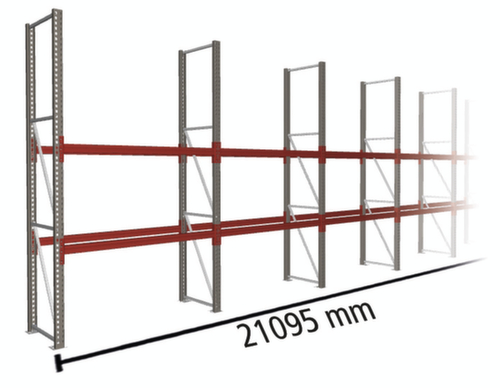 META Rayonnage à palettes MULTIPAL pour 33 palettes, largeur 21095 mm, 3 niveaux de stockage
