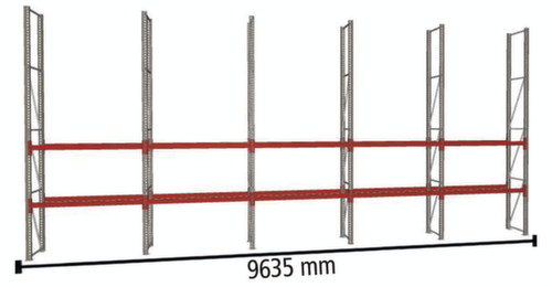 META Rayonnage à palettes MULTIPAL pour 20 palettes, largeur 9635 mm, 4 niveaux de stockage